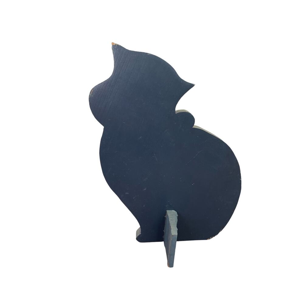 Vintage Folk Art Wooden Kitty Cat Door Stop Hand Painted Sign - Picture 2 of 4